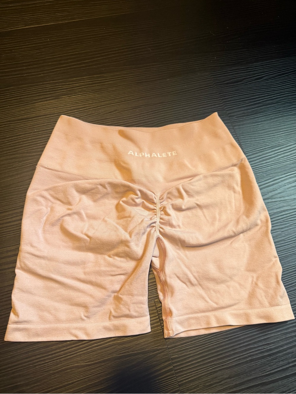 Alphalete Amplify Seamless High-Waist Shorts in Peach Pink